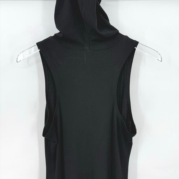 Vintage Gap Size Large Black Sleeveless Hooded Maxi Dress Stretch Side Slit - Picture 7 of 9